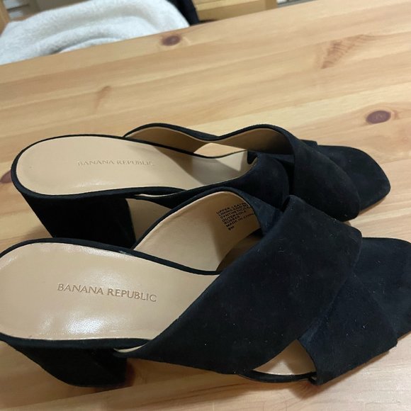 Banana Republic Black Suede Heel Sandals/ Mules - Picture 4 of 5